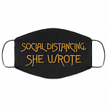 Social Distancing She Wrote Face Mask - Washable Reusable Custom – Printed Cloth Face Mask Cover, Black, Cloth Face Cover