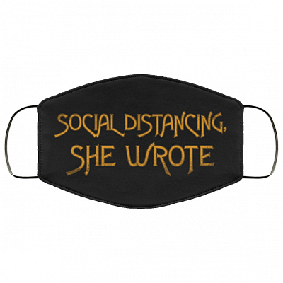 Social Distancing She Wrote Face Mask - Washable Reusable Custom – Printed Cloth Face Mask Cover, Black, Cloth Face Cover