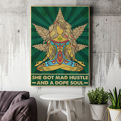 Alternative view of She Got Mad Hustle And A Dope Soul Vintage Framed Canvas Print - Unframed Poster