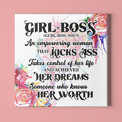 Alternative view of Girl Boss Definition Gallery Wrapped Framed Canvas Prints – Unframed Poster