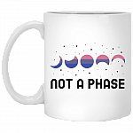 Not A Phase LGBTQ Moon Phase Bisexual Pride Flag Lesbian Gay Ceramic Coffee Mug - Travel Bottle, White, 11 oz. White Mug