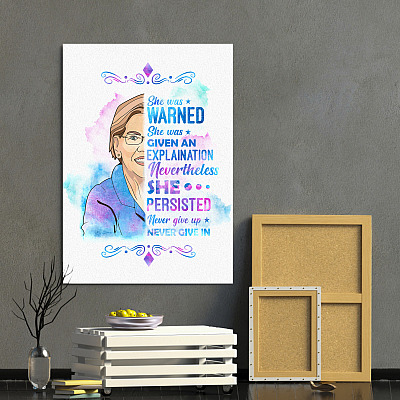 Alternative view of Nevertheless She Persisted Elizabeth Warren Wrapped Framed Canvas Prints - Unframed Poster - Canvas Wall Art
