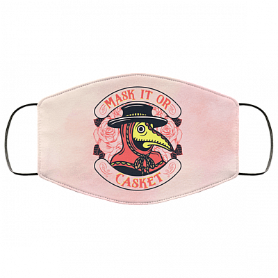 Mask It Or Casket Washable Reusable Custom – Printed Cloth Face Mask Cover - Plague Doctor Mask, White, Cloth Face Mask