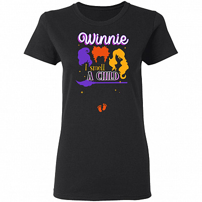 Winnie I Smell a Child Hocus Pocus Three Witch Ladies T-Shirt - Premium Ladies Triblend Dolman Sleeve Shirt, Black, Ladies T-Shirt