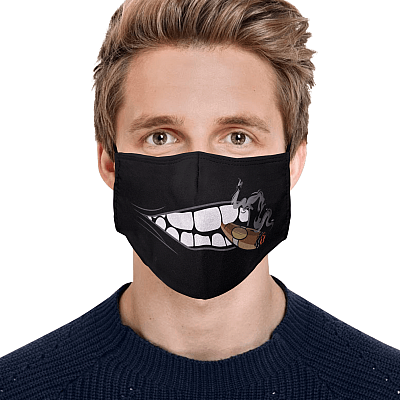 Alternative view of Mouth and Cigar Sarcastic Novelty Washable Reusable Custom – Printed Cloth Face Mask Cover