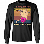 Dungeon Meowster It's Fine I'm Fine Everything Fine D&D Vintage Retro Hoodie - Sweatshirt - Long Sleeve Shirt, Black, Long Sleeve