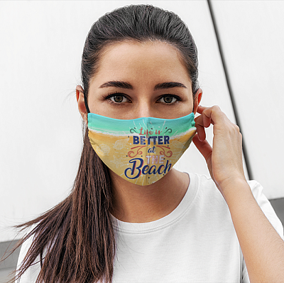 Alternative view of Life Is Better At The Beach - Beach Life Mask - Washable Reusable Custom – Printed Cloth Face Mask Cover
