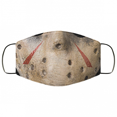 Jason Hockey Face Mask - Halloween Funny Face Mask - Washable Reusable Custom – Printed Cloth Face Mask Cover, White, Cloth Face Mask