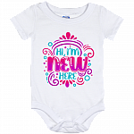 Hi I'm New Here Baby Onesie - Infant Bodysuit, White, Baby Onesie - 12 Month