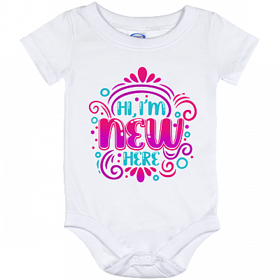 Hi I'm New Here Baby Onesie - Infant Bodysuit, White, Baby Onesie - 12 Month