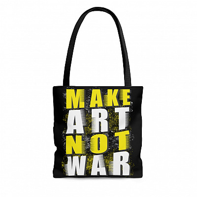 Make Art Not War All Over Print Tote Bag - Shoulder Bag - Reusable Grocery Shopping Bag