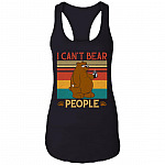 Bear I Hate Morning People I Can't Bear People Vintage Tank Top - Funny Bear Drinking Camping Saying Shirt, Black, Ladies Racerback Tank Bear I Hate Morning People I Can't Bear People Vintage Tank Top - Funny Bear Drinking Camping Saying Shirt, Black, Ladies Racerback Tank