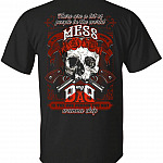 There are A Lot of People in The World to Mess with My Dad is The One You Wanna Skip Print On Back T-Shirt - V-Neck Shirt, Unisex T-Shirt, Black