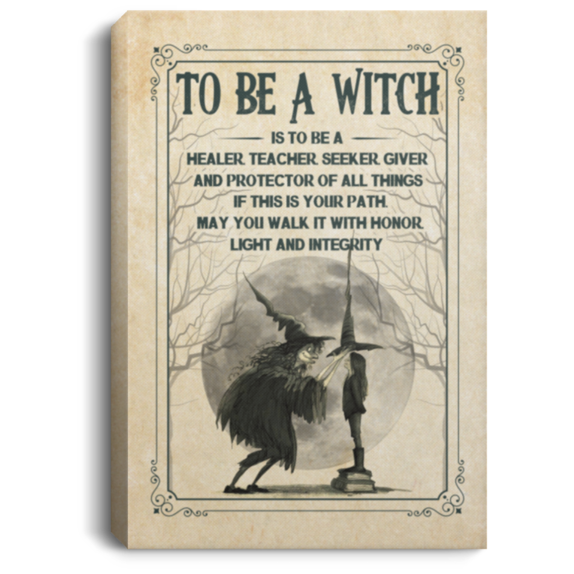 To Be a Witch Is to Be a Healer Teacher Seeker - Halloween Wall Decor Framed Canvas Prints - Unframed Poster, White, 0.75'' Framed Canvas