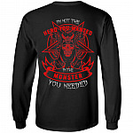 I'm Not The Hero You Wanted I'm The Monster You Needed Plain Front - Print On Back Hoodie - Sweat Shirt - Long Sleeve, Black, Long Sleeve