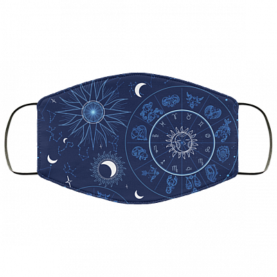 Astrology Horoscope Zodiac Star Sign Washable Reusable Custom – Printed Cloth Face Mask Cover, White, Cloth Face Mask