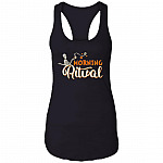 Morning Ritual Coffee Funny Cotton Tank Top Tee - Ladies Racerback Tank, Black, Ladies Racerback Tank