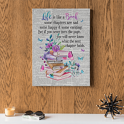 Alternative view of Life Is Like A Book Quotes Gifts For Book Lover Gallery Wrapped Framed Canvas Prints - Unframed Poster