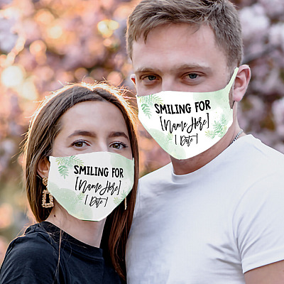 Alternative view of Personalized Couple Mask - Smiling For - Bride And Groom Face Masks - Washable Reusable Cloth Face Mask Cover