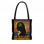 Never Underestimate an Old Lady Who Smokes Weed All Over Print Tote Bag - Shoulder Bag