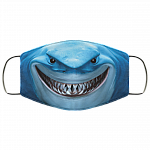 Funny Shark Smiling Washable Reusable Custom - Printed Cloth Face Mask Cover, Black, Cloth Face Mask
