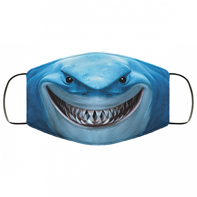 Funny Shark Smiling Washable Reusable Custom - Printed Cloth Face Mask Cover, Black, Cloth Face Mask