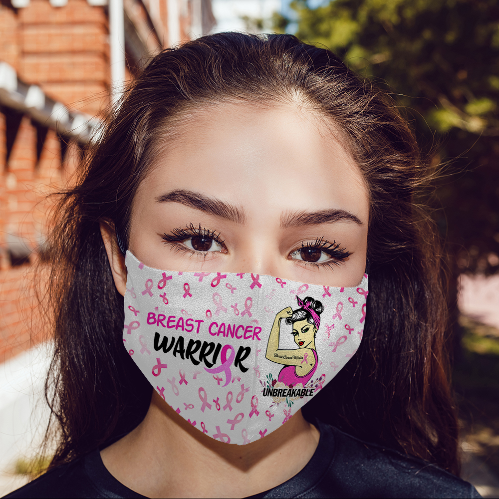 12VT. Breast Cancer Warrior mask mockup