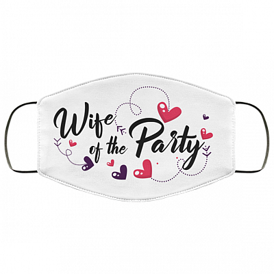 Bride And Groom Face Mask - Wife Of The Party Possible Washable Reusable Custom – Printed Cloth Face Mask Cover, White, Cloth Face Cover