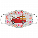 Jesus Take The Wheel Face Mask - Jesus Washable Reusable Custom – Printed Cloth Face Mask Cover, White, Cloth Face Cover