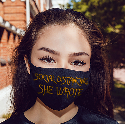 Alternative view of Social Distancing She Wrote Face Mask - Washable Reusable Custom – Printed Cloth Face Mask Cover