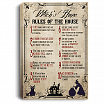 Witch Home Rules of The House Gallery Wrapped Framed Canvas Prints - Unframed Poster, White, 0.75'' Framed Canvas