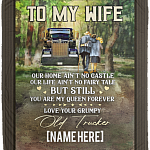 Personalized Grumpy Old Trucker To My Wife Our Home Ain't No Castle Fleece Blanket, White, Cozy Plush Fleece Blanket - 50x60 Personalized Grumpy Old Trucker To My Wife Our Home Ain't No Castle Fleece Blanket, White, Cozy Plush Fleece Blanket - 50x60