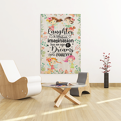 Alternative view of Laughter Is Timeless Imagination Dreams Are Forever Gallery Wrapped Framed Canvas Prints - Unframed Poster
