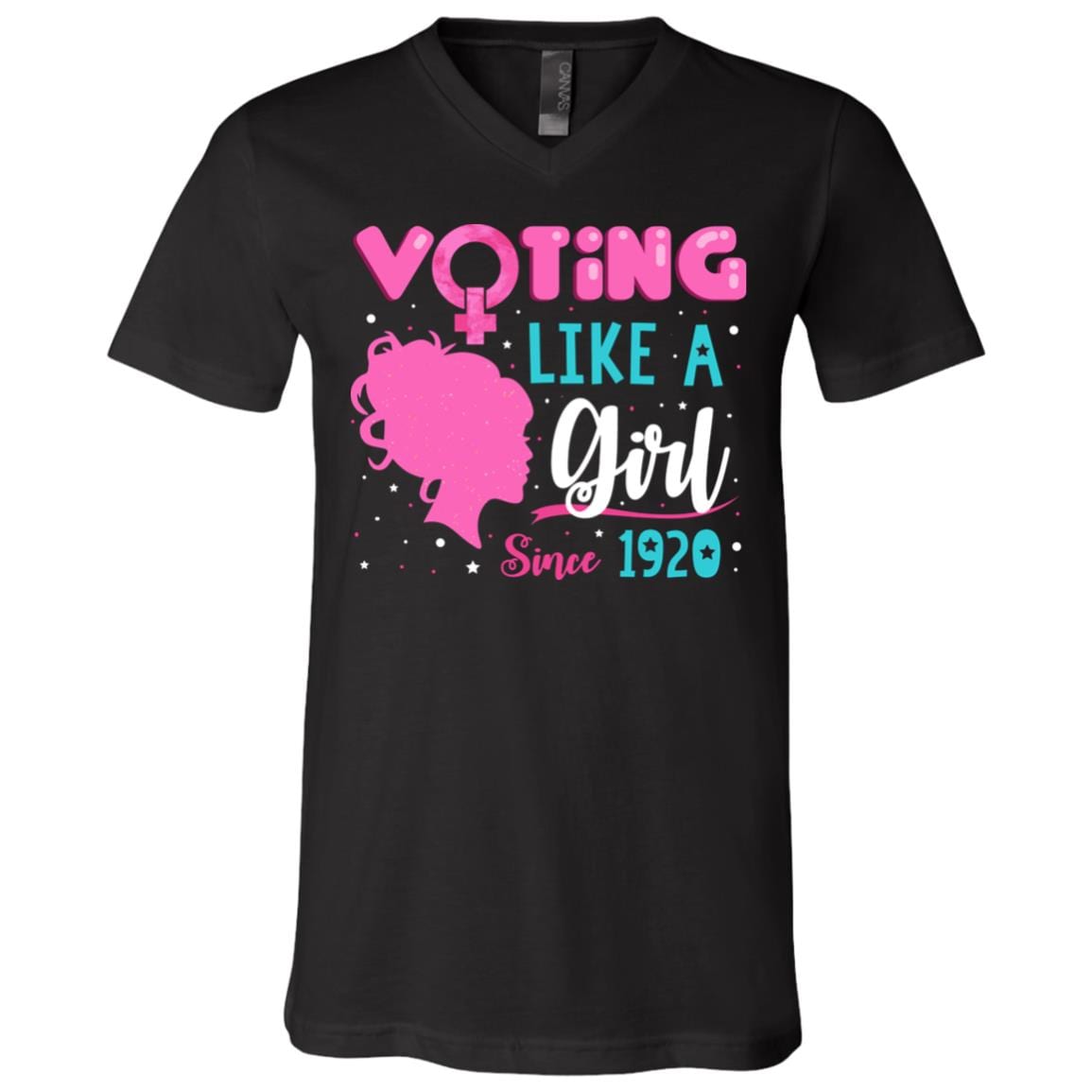 Voting Like a Girl Since 1920 Feminist Women Right Gift T-Shirt - V Neck, Black, V-Neck T-Shirt