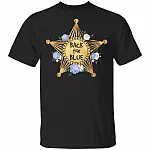 Back The Blue Police Officers Law Enforcement T-Shirt - Blue Line 5 Point Star Badge Appreciation Gift Shirt, Black, Unisex T-Shirt