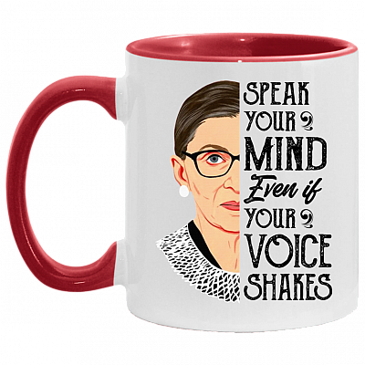 Speak Your Mind Even If Your Voice Shakes Accent Mug, White/Red, 11 oz. Accent Mug