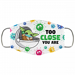 Too Close You Are Yoda Washable Reusable Custom – Printed Cloth Face Mask Cover, White, Cloth Face Cover