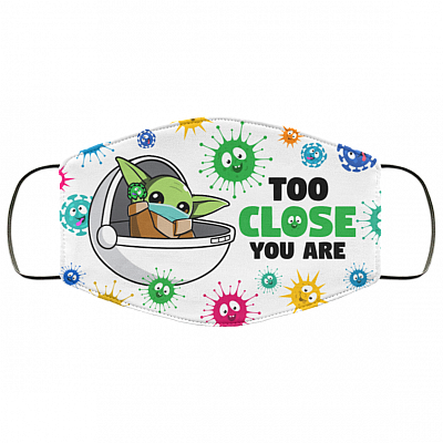 Too Close You Are Yoda Washable Reusable Custom – Printed Cloth Face Mask Cover, White, Cloth Face Cover