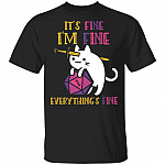 It's Fine I'm Fine Everything's Fine Funny Meowster T-Shirt, Black, Unisex T-Shirt