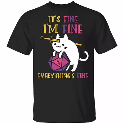 It's Fine I'm Fine Everything's Fine Funny Meowster T-Shirt, Black, Unisex T-Shirt