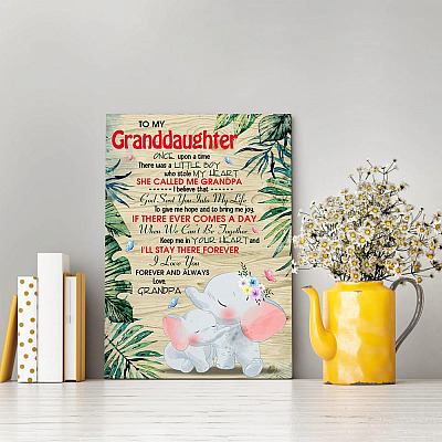 Alternative view of Grandpa to My Granddaughter Once Upon a Time There Was a Little Girl Who Stole My Heart Framed Canvas - Unframed Poster