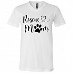Rescue Mom Dog Paw Gift T-Shirt - V Neck, White, V-Neck T-Shirt