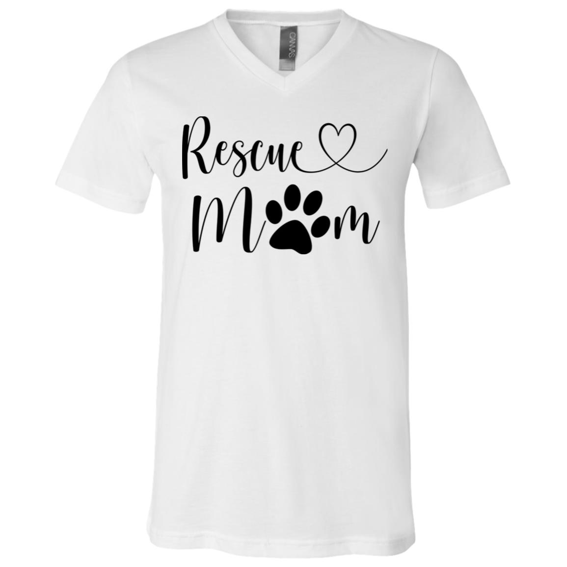 Rescue Mom Dog Paw Gift T-Shirt - V Neck, White, V-Neck T-Shirt