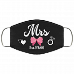 Personalized Bride and Groom Washable Reusable Custom Printed Cloth Face Mask Cover, Black, Cloth Face Cover