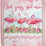 God Says You Are - Flamingo Blanket - Bible Verse Fleece Blanket - Sherpa Blanket - Woven Blanket, White, Cozy Plush Fleece Blanket - 50x60