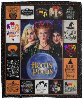 Hocus Three Witches Pocus Fleece Blanket – Premium Sherpa Blanket – Woven Blanket, White, Cozy Plush Fleece Blanket - 50x60