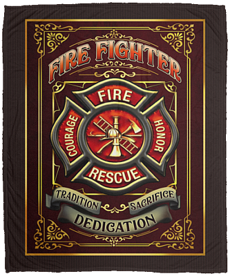 Fireman Tradition Dedication Sacrifice Firefighter Gift Fleece Blanket – Premium Sherpa Blanket, White, Cozy Plush Fleece Blanket - 50x60