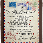 To My Wife I May Not Be Your First Kiss Fleece Blanket - Premium Sherpa Blanket - Woven Blanket - Gift For Wife, White, Cozy Plush Fleece Blanket - 50x60