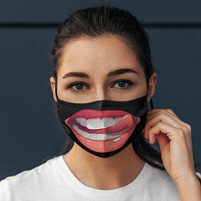 Alternative view of Giant Lips - Funny Face Mask - Washable Reusable Custom – Printed Cloth Face Mask Cover