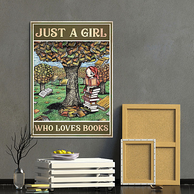 Alternative view of Just A Girl Who Loves Books Gallery Wrapped Framed Canvas Prints - Unframed Poster - Home Decor Wall Art